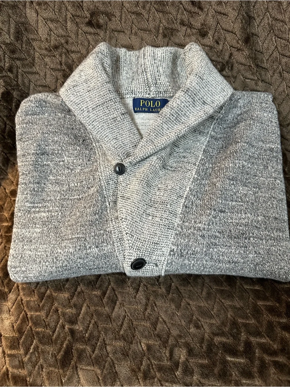 Polo by Ralph Lauren Two-Tone Gray Shawl Collar Cardigan